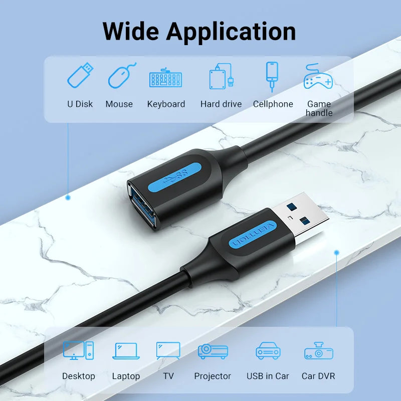 USB 3.0 Extension Cable Male to Female Extender Cable Fast Speed USB 3.0 Cable Extended for Laptop PC USB 2.0 Extension