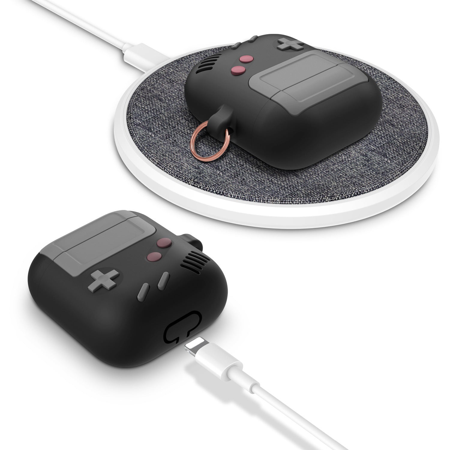 Compatible with Apple, Silicone Cover Case for Airpods Case Cover Compatible with for Airpods Pro Case Classic Game Player Design Case with Keychain