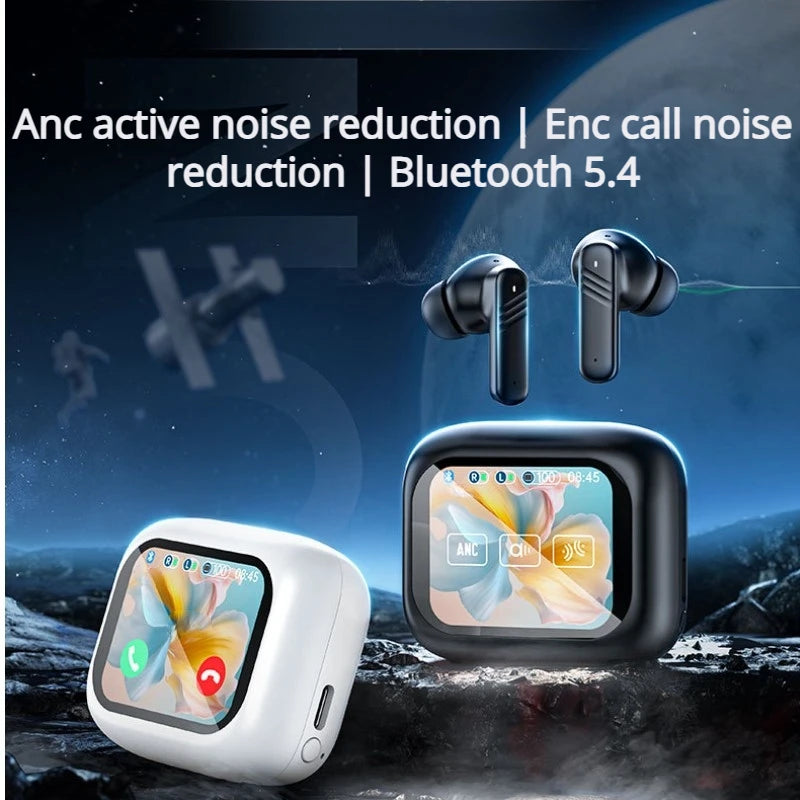 Full Touch Screen In-Ear Headphones With Active Noise Cancellation Bluetooth 5.4 Supports Applications Long Battery Life