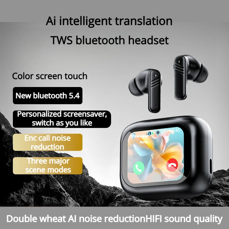 Full Touch Screen In-Ear Headphones With Active Noise Cancellation Bluetooth 5.4 Supports Applications Long Battery Life
